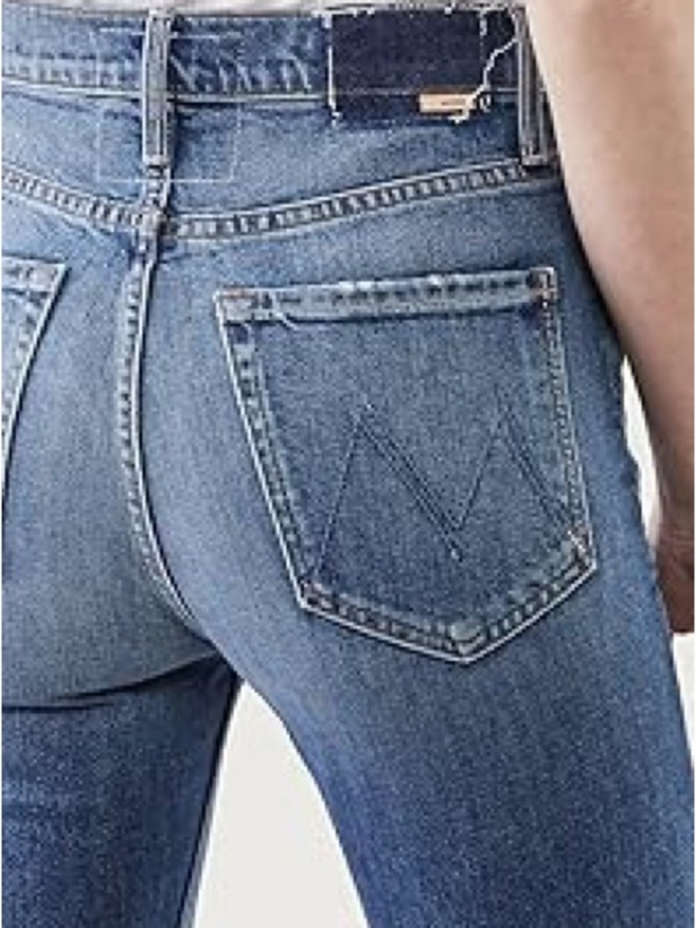 MOTHER Slim Skinny Mid-Blue Denim Jeans